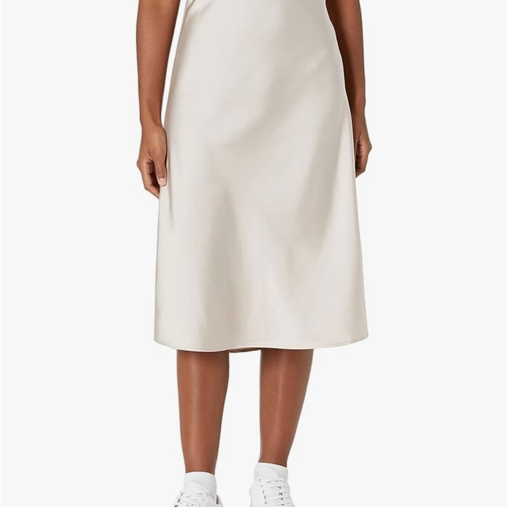The Drop Champagne Silky Midi Skirt